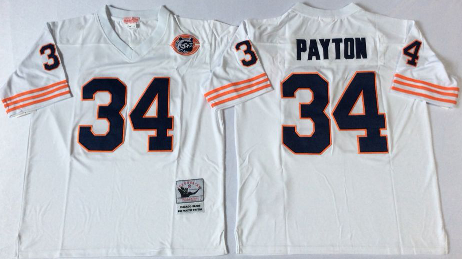Men NFL Chicago Bears 34 Payton white Mitchell Ness jerseys